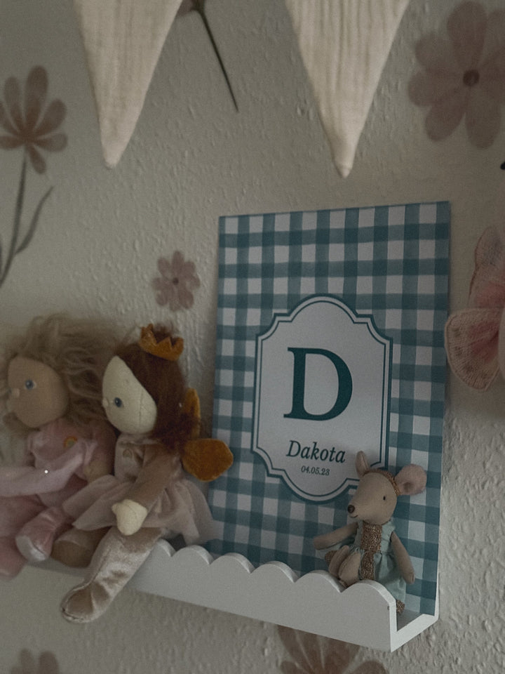 Mabel & Fox - Personalised Art Print - Blue Gingham - Mabel & Fox