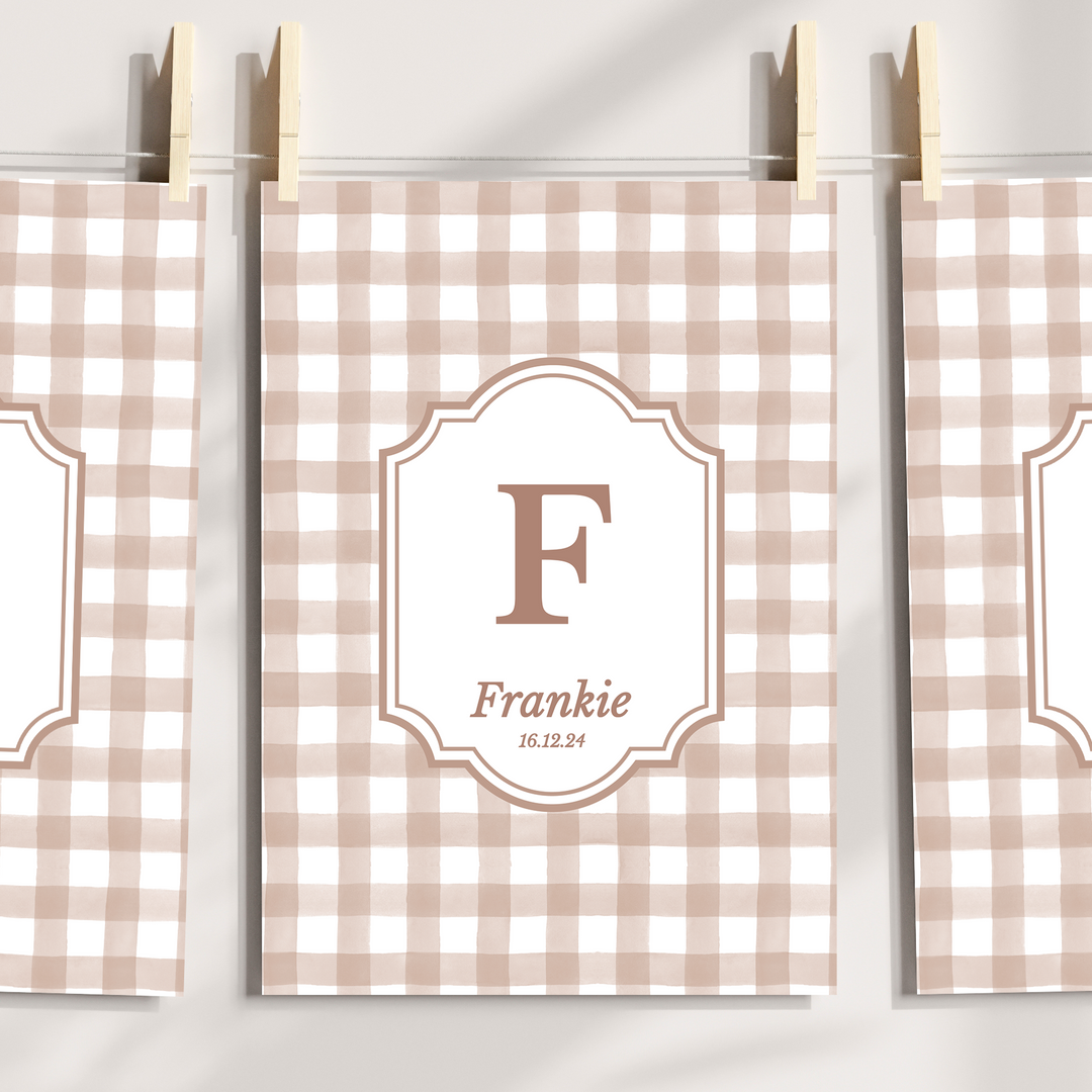 Mabel & Fox - Personalised Art Print - Blush Gingham - Mabel & Fox