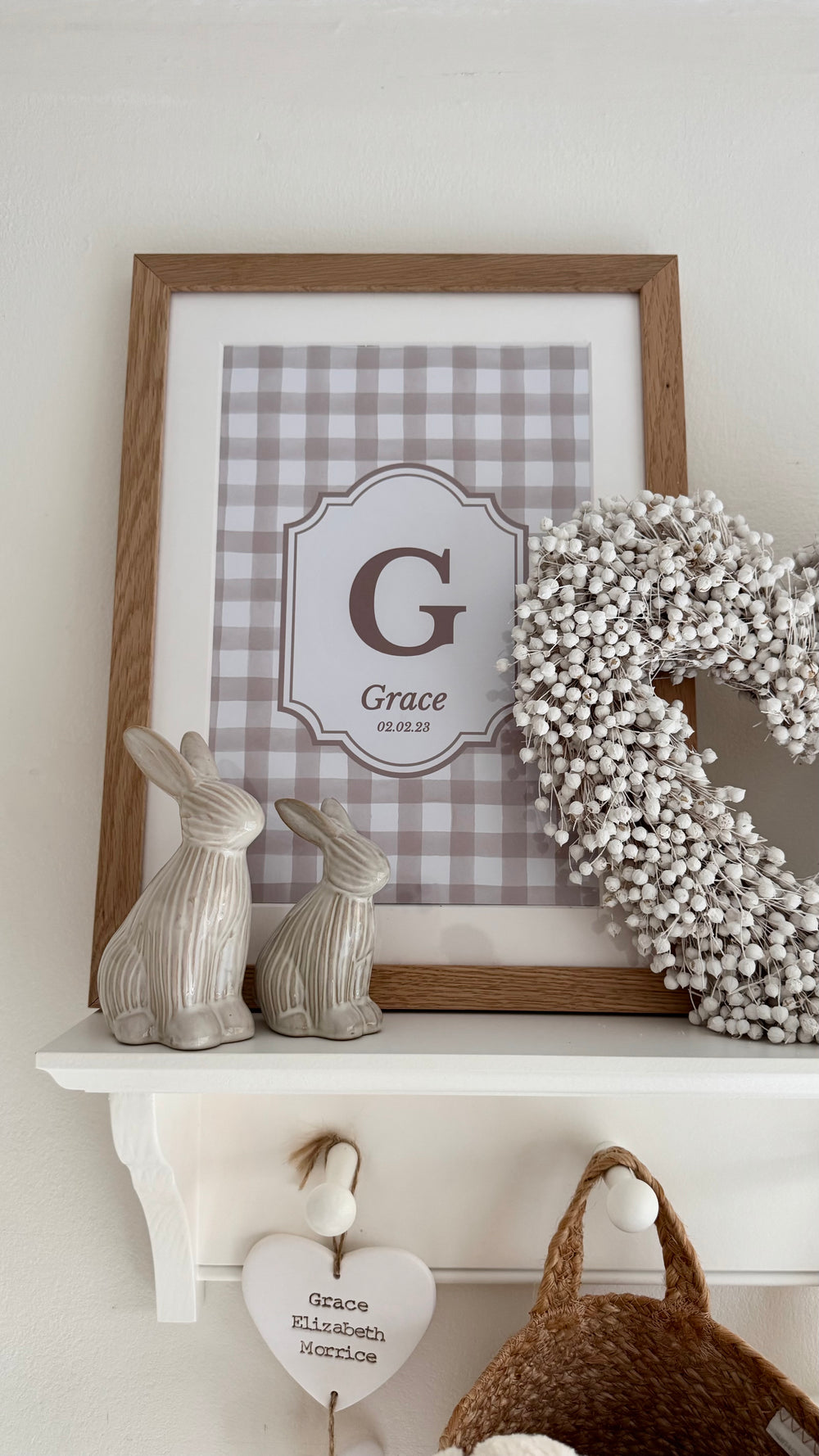 Mabel & Fox - Personalised Art Print - Blush Gingham - Mabel & Fox