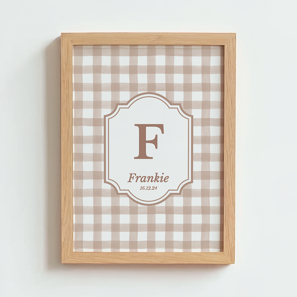 Mabel & Fox - Personalised Art Print - Blush Gingham - Mabel & Fox