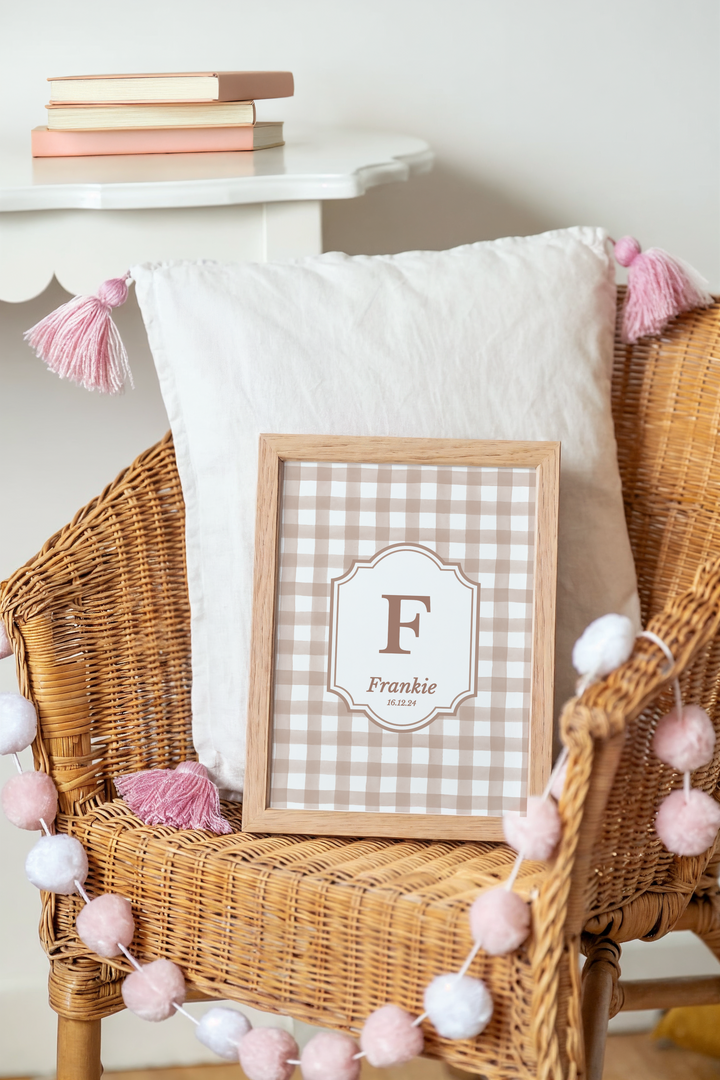 Mabel & Fox - Personalised Art Print - Blush Gingham - Mabel & Fox