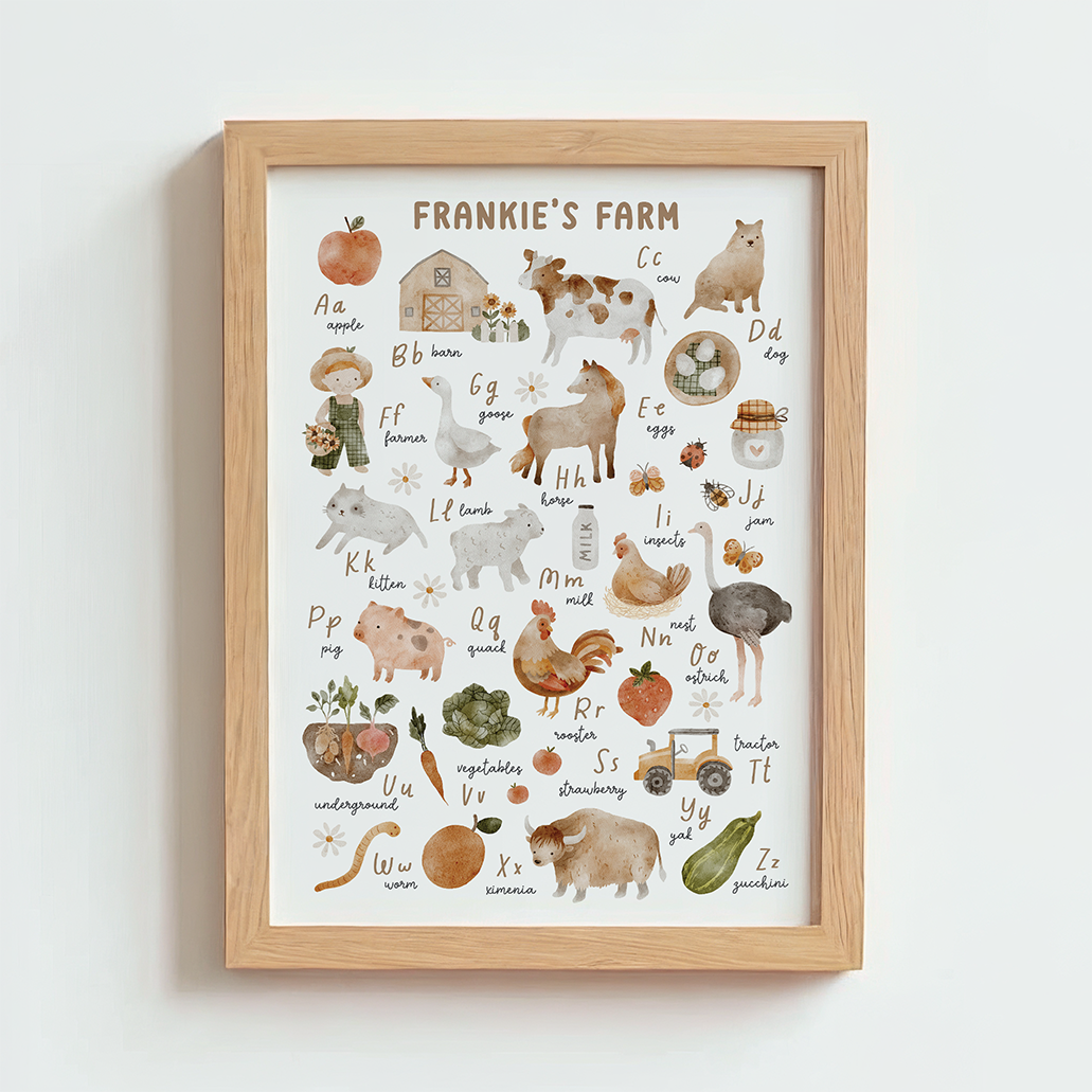 Mabel & Fox - Personalised Art Print - Farmyard Alphabet - Mabel & Fox