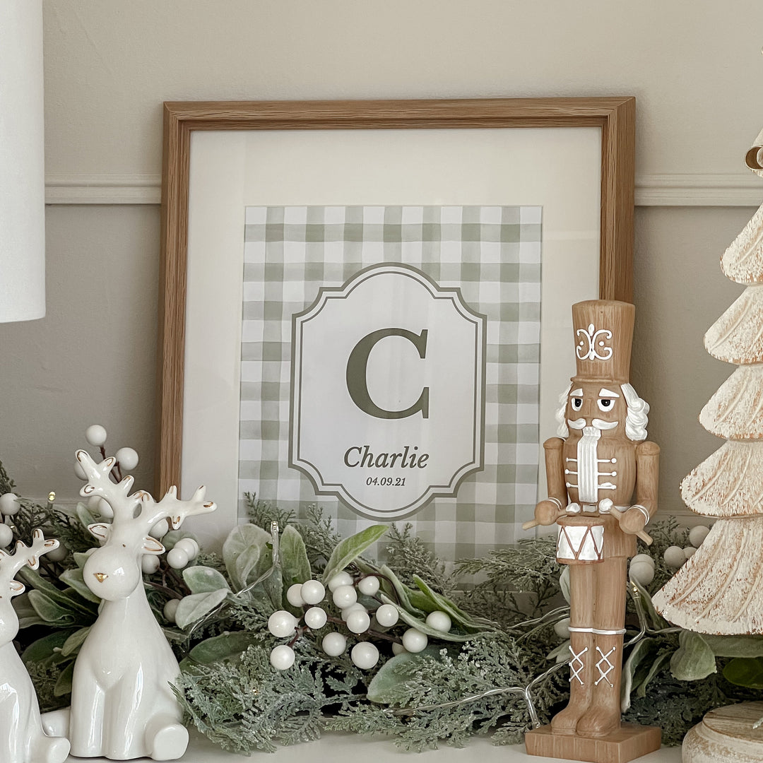 Mabel & Fox - Personalised Art Print - Sage Gingham - Mabel & Fox