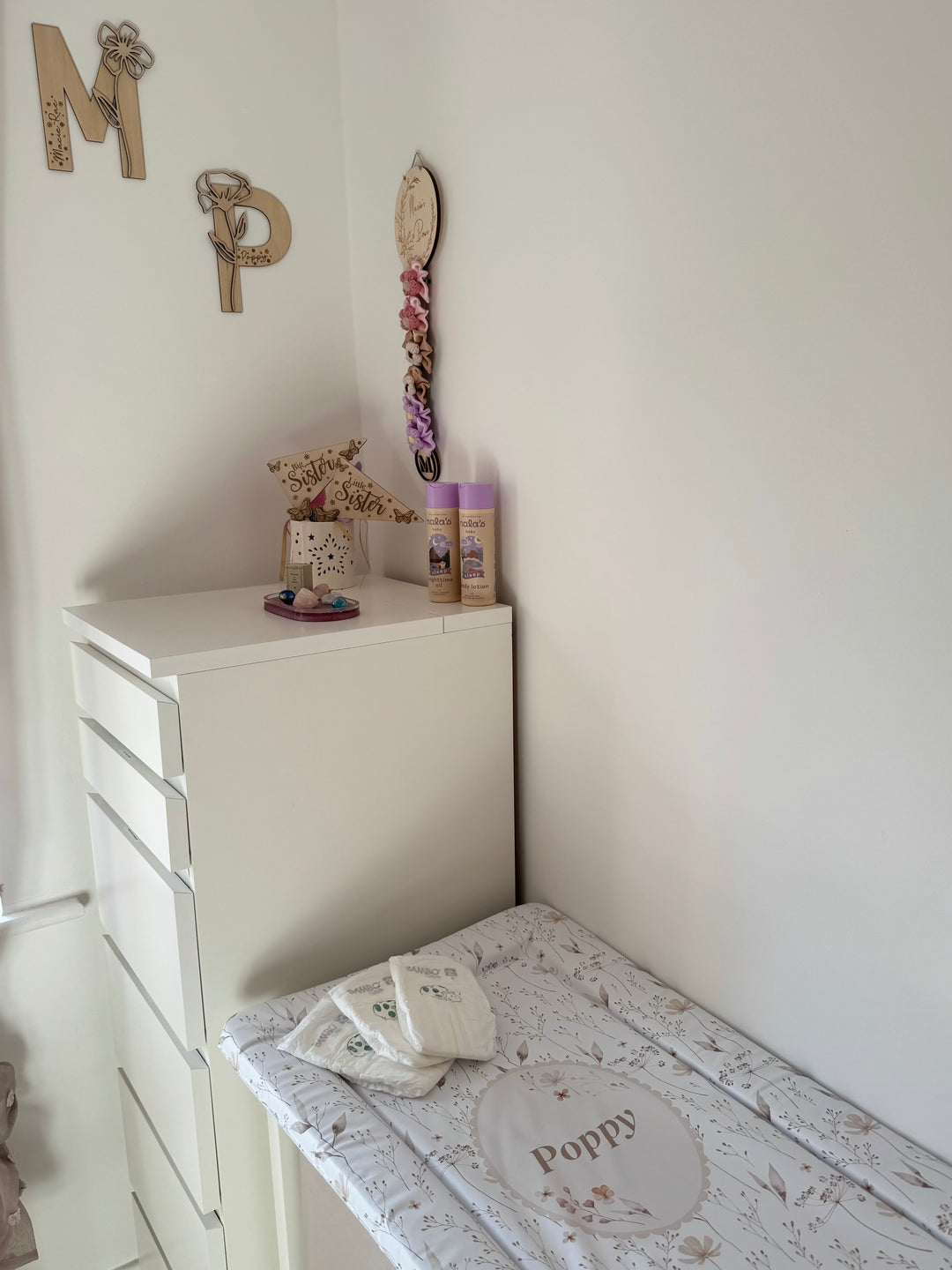 Mabel & Fox - Personalised Baby Changing Mat - Natural Wildflowers - Mabel & Fox