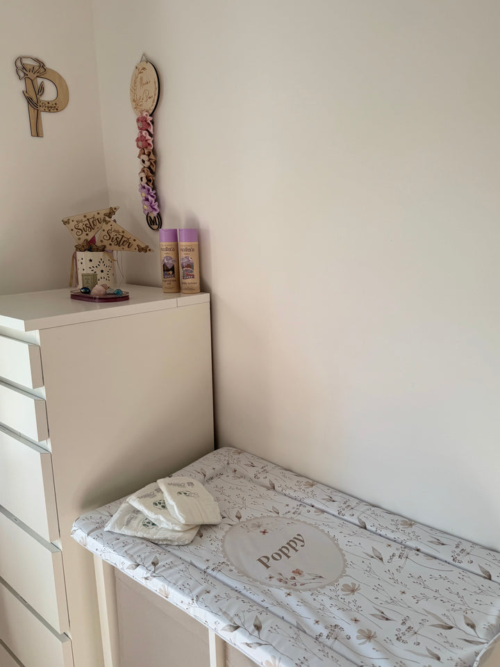 Mabel & Fox - Personalised Baby Changing Mat - Natural Wildflowers - Mabel & Fox