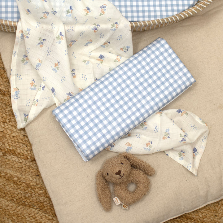 Mabel & Fox - Travel Changing Mat - Blue Gingham - Mabel & Fox