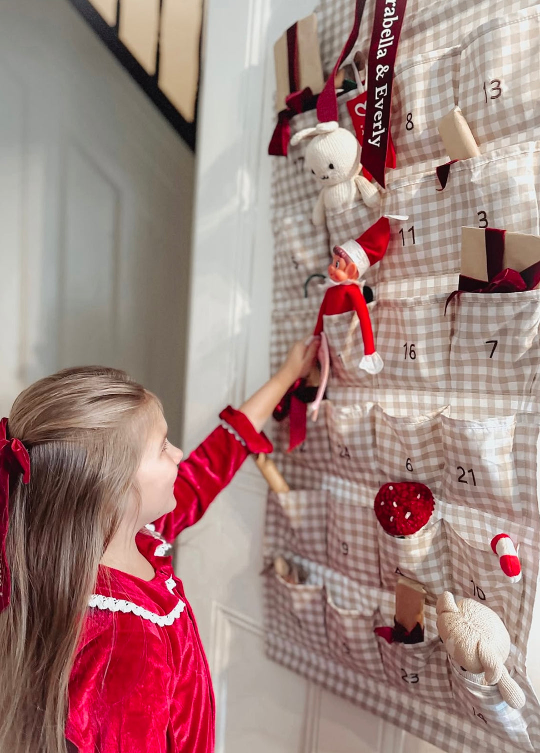 Mabel & Fox - Personalised Advent Calendar - Gingham Bow - Mabel & Fox