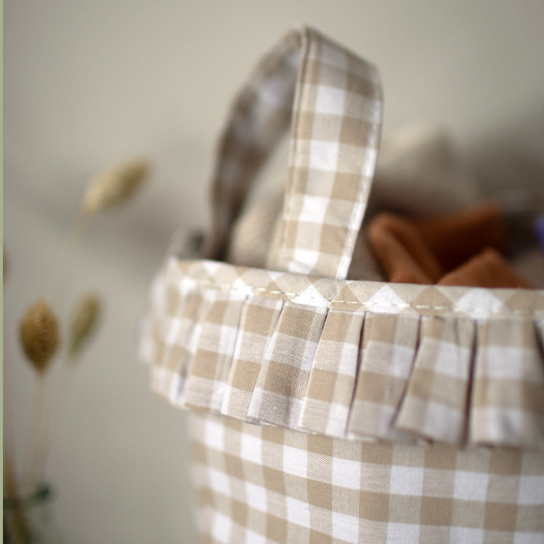 Mabel & Fox - Gingham Ruffle Basket - Beige - Mabel & Fox