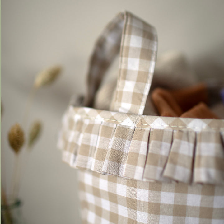 Mabel & Fox - Gingham Ruffle Basket - Beige - Mabel & Fox