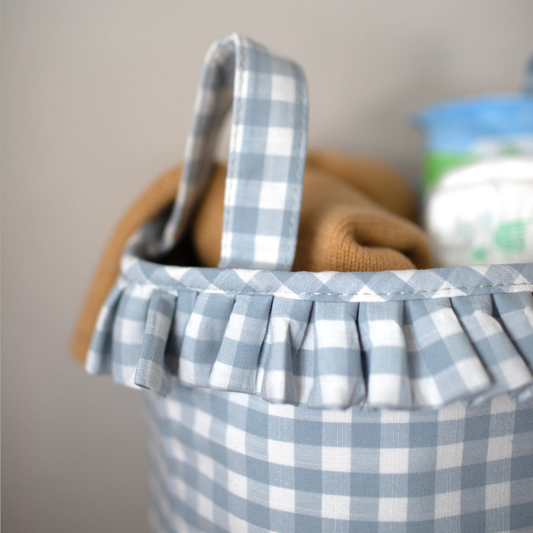 Mabel & Fox - Gingham Ruffle Basket - Blue - Mabel & Fox