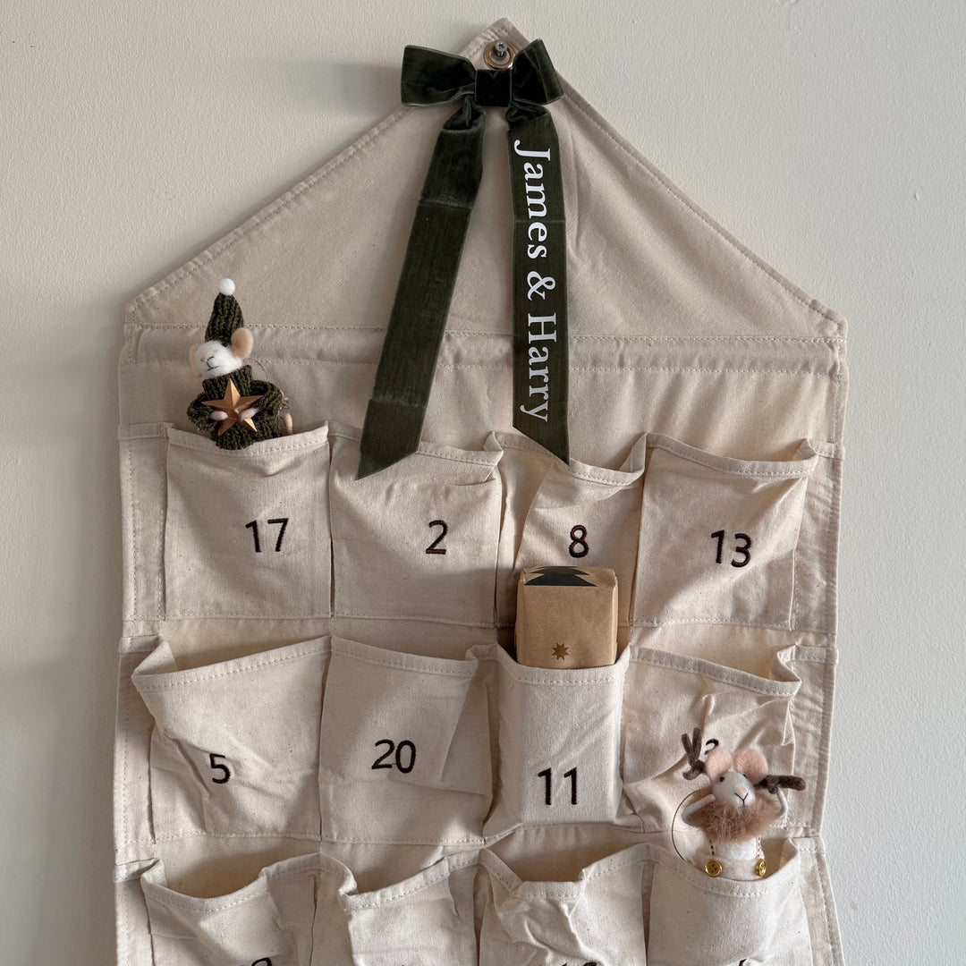 Mabel & Fox - Personalised Canvas Advent Calendar - Velvet Bow - Mabel & Fox