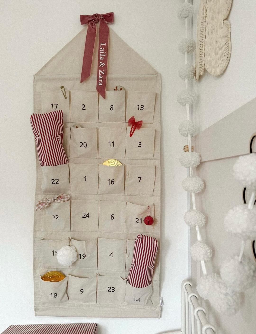Mabel & Fox - Personalised Advent Calendar - Canvas Bow - Mabel & Fox