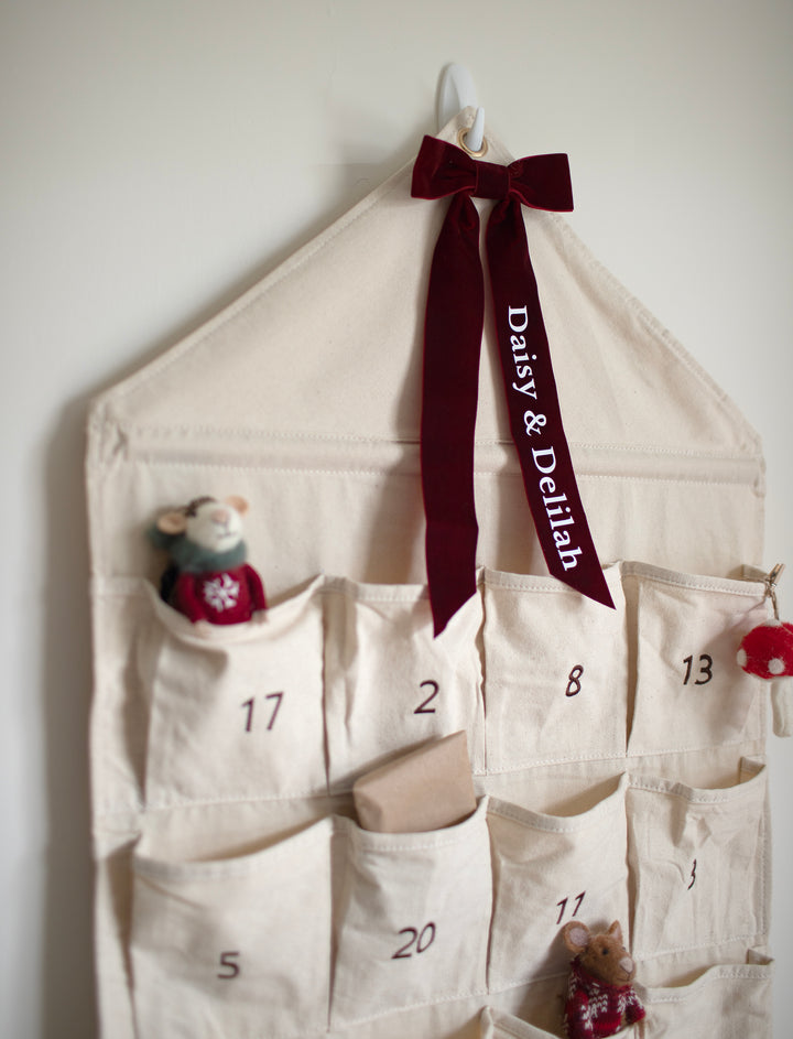 Mabel & Fox - Personalised Canvas Advent Calendar - Velvet Bow - Mabel & Fox