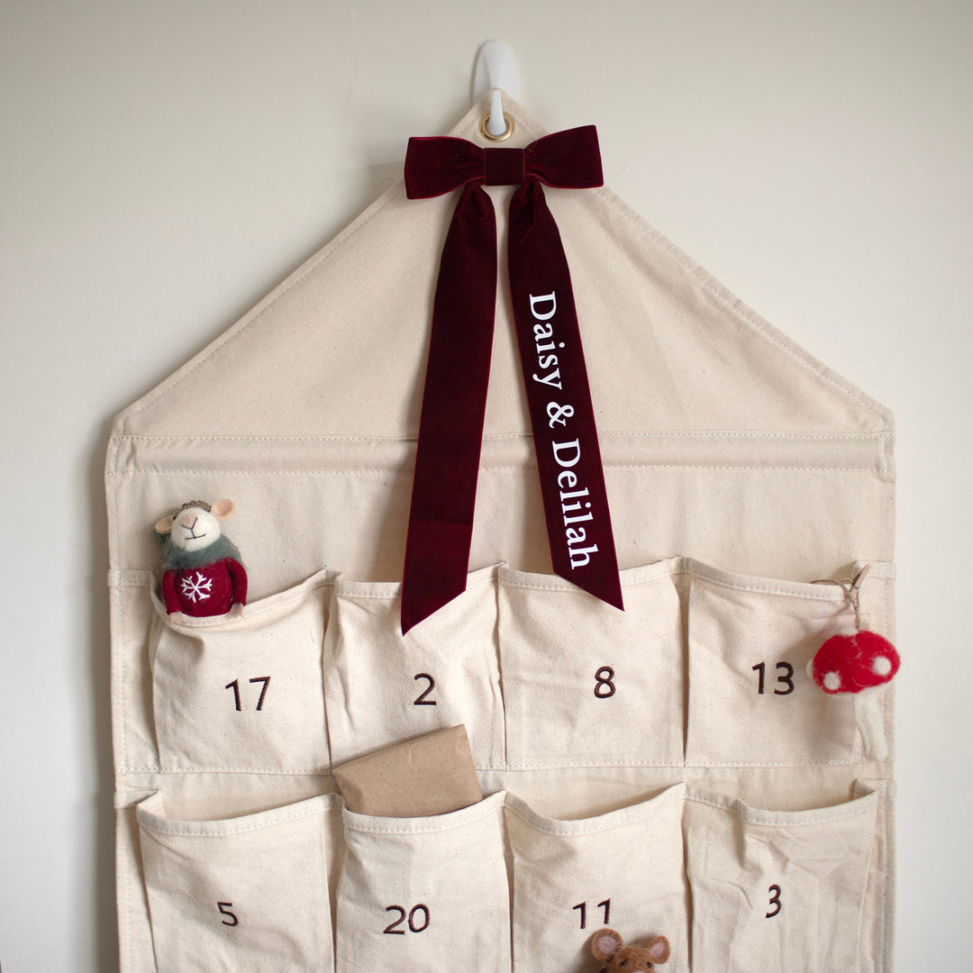 Mabel & Fox - Personalised Canvas Advent Calendar - Velvet Bow - Mabel & Fox