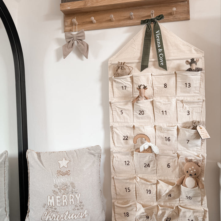 Mabel & Fox - Personalised Canvas Advent Calendar - Velvet Bow - Mabel & Fox