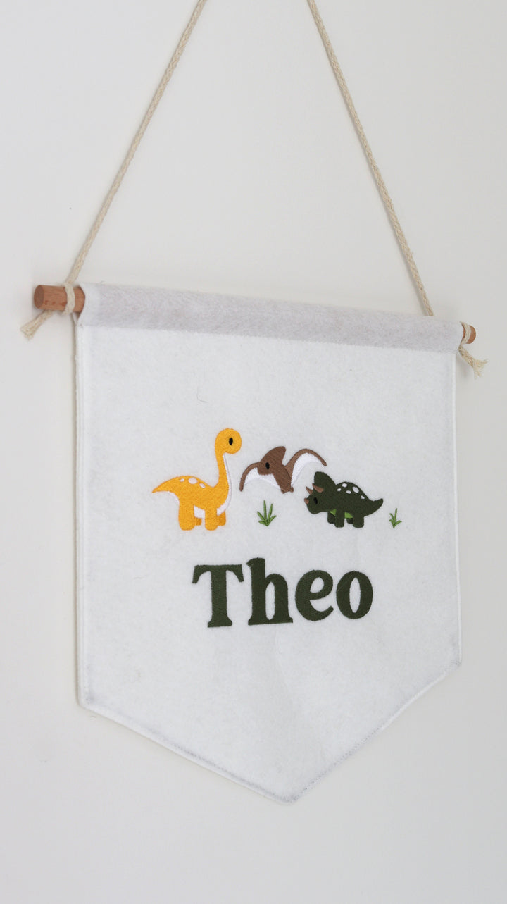 Mabel & Fox - Personalised Felt Flag - Dinosaur - Mabel & Fox