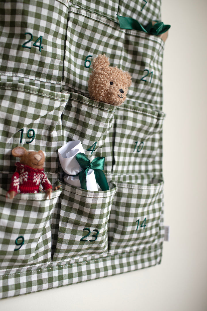 Mabel & Fox - Personalised Green Gingham Advent Calendar - Embroidered - Mabel & Fox