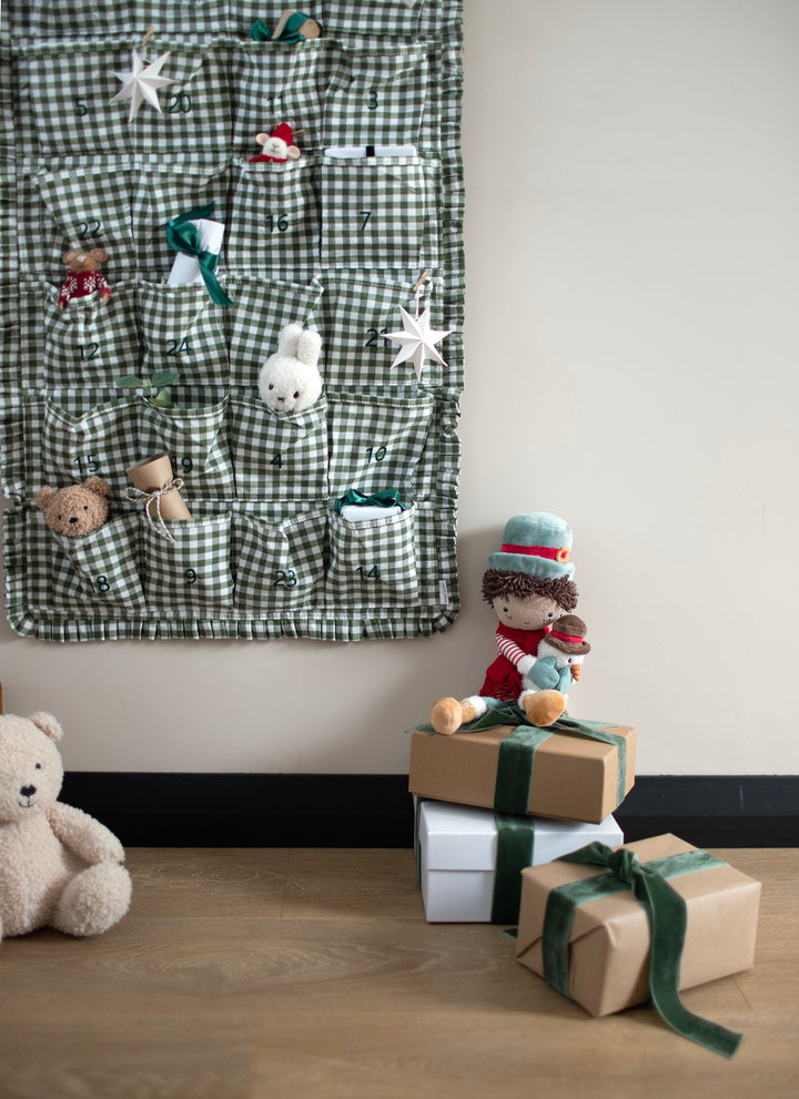 Mabel & Fox - Personalised Green Gingham Ruffle Advent Calendar - Embroidered - Mabel & Fox