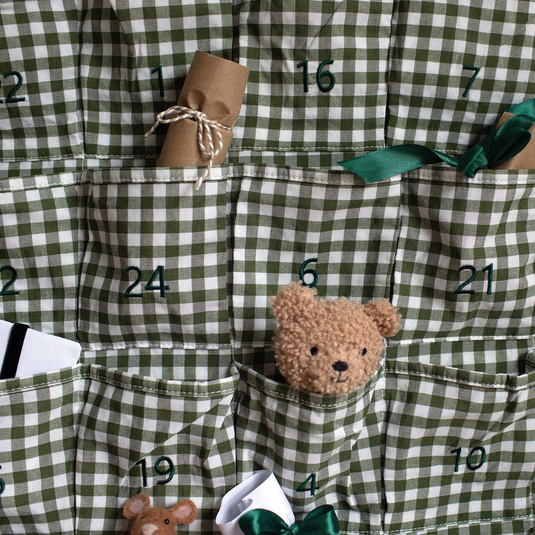 Mabel & Fox - Personalised Green Gingham Ruffle Advent Calendar - Embroidered - Mabel & Fox