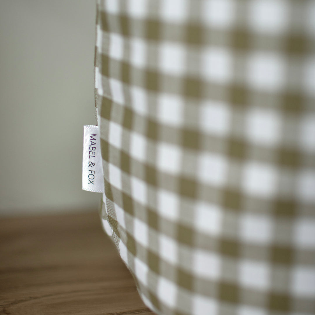 Mabel & Fox - Personalised Green Gingham Ruffle Basket - Velvet Bow - Mabel & Fox