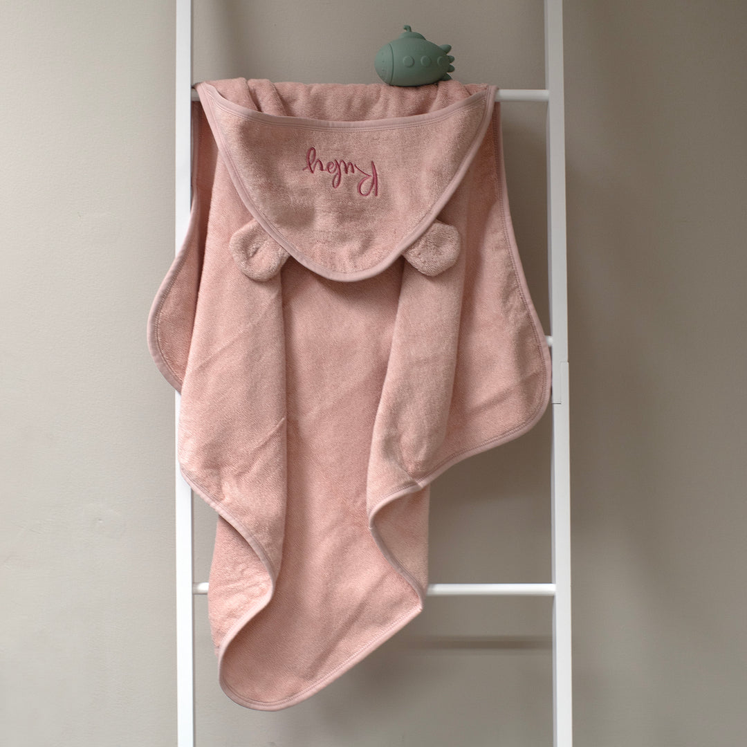 Mabel & Fox - Personalised Hooded Towel - Dusky Pink - Mabel & Fox