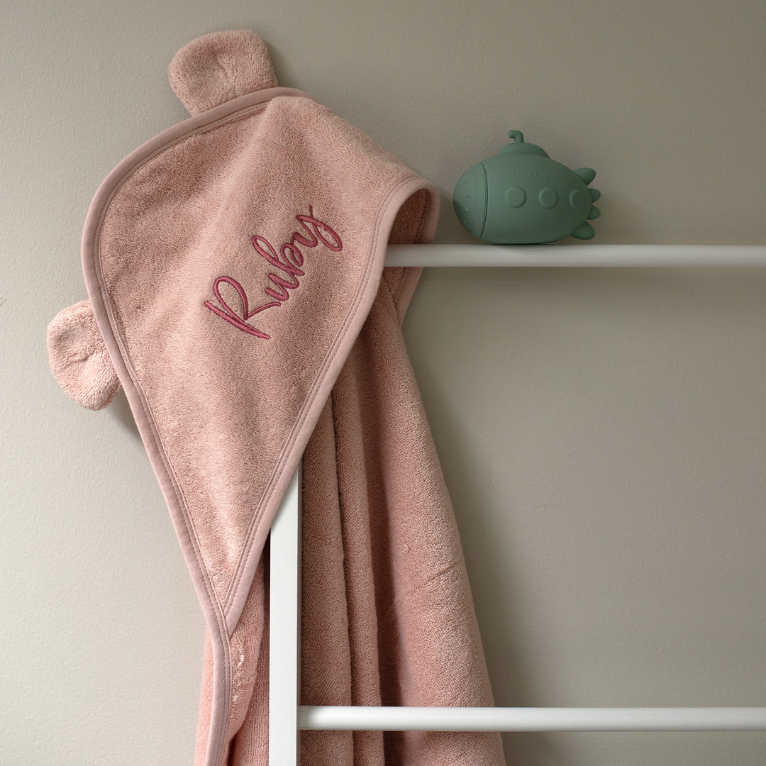 Mabel & Fox - Personalised Hooded Towel - Dusky Pink - Mabel & Fox
