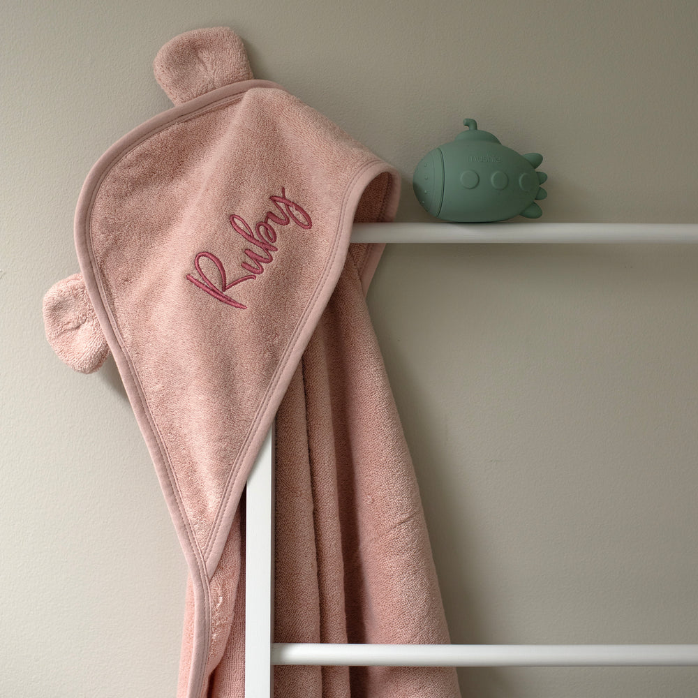 Mabel & Fox - Personalised Hooded Towel - Dusky Pink - Mabel & Fox
