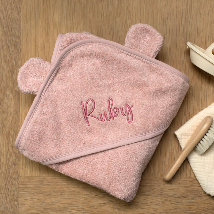 Mabel & Fox - Personalised Hooded Towel - Dusky Pink - Mabel & Fox