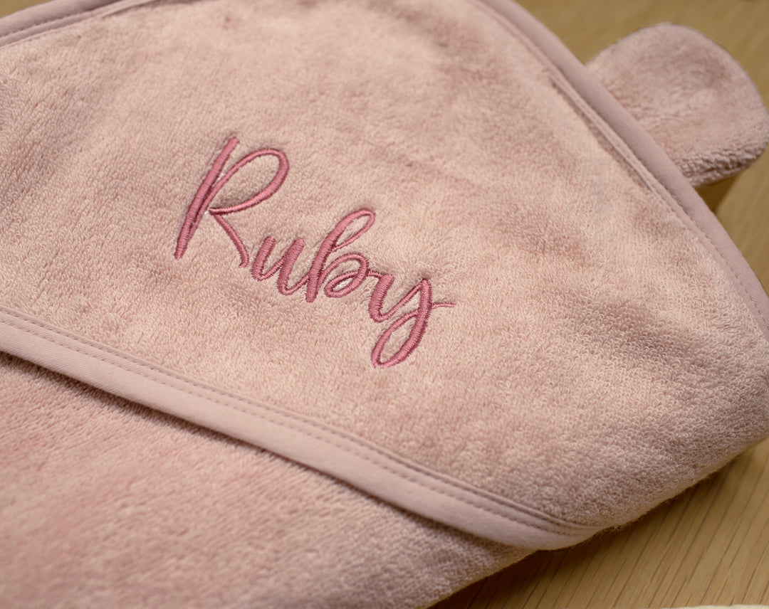 Mabel & Fox - Personalised Hooded Towel - Dusky Pink - Mabel & Fox