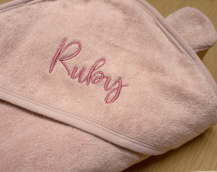 Mabel & Fox - Personalised Hooded Towel - Dusky Pink - Mabel & Fox