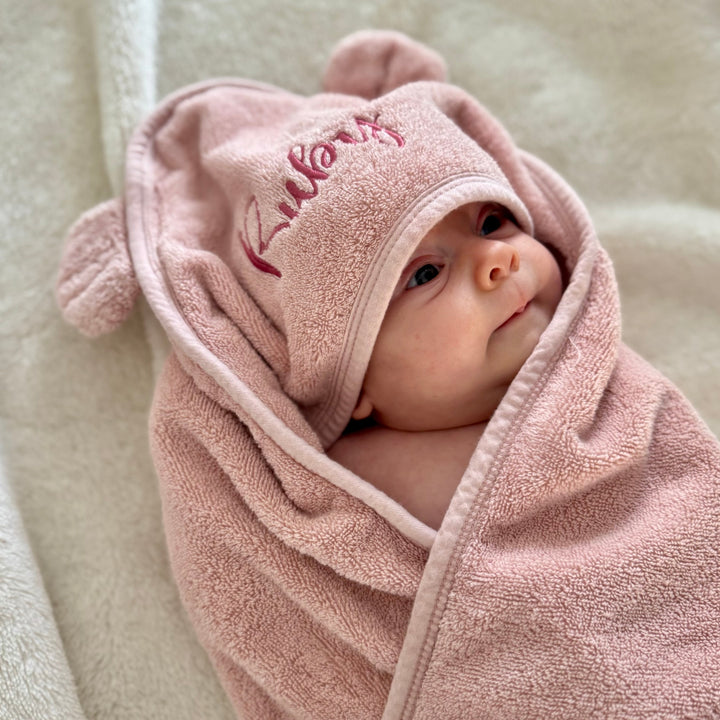 Mabel & Fox - Personalised Hooded Towel - Dusky Pink - Mabel & Fox
