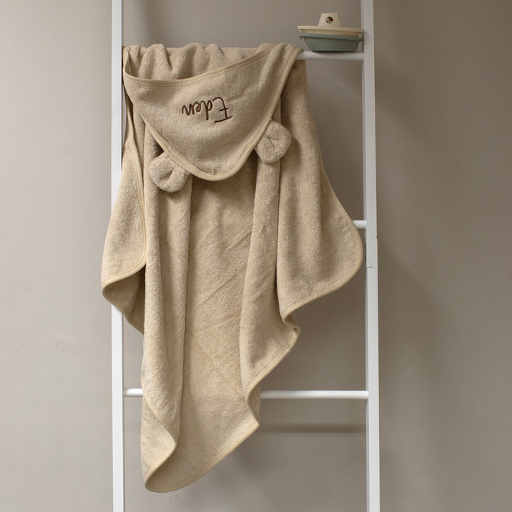 Mabel & Fox - Personalised Hooded Towel - Natural Beige - Mabel & Fox