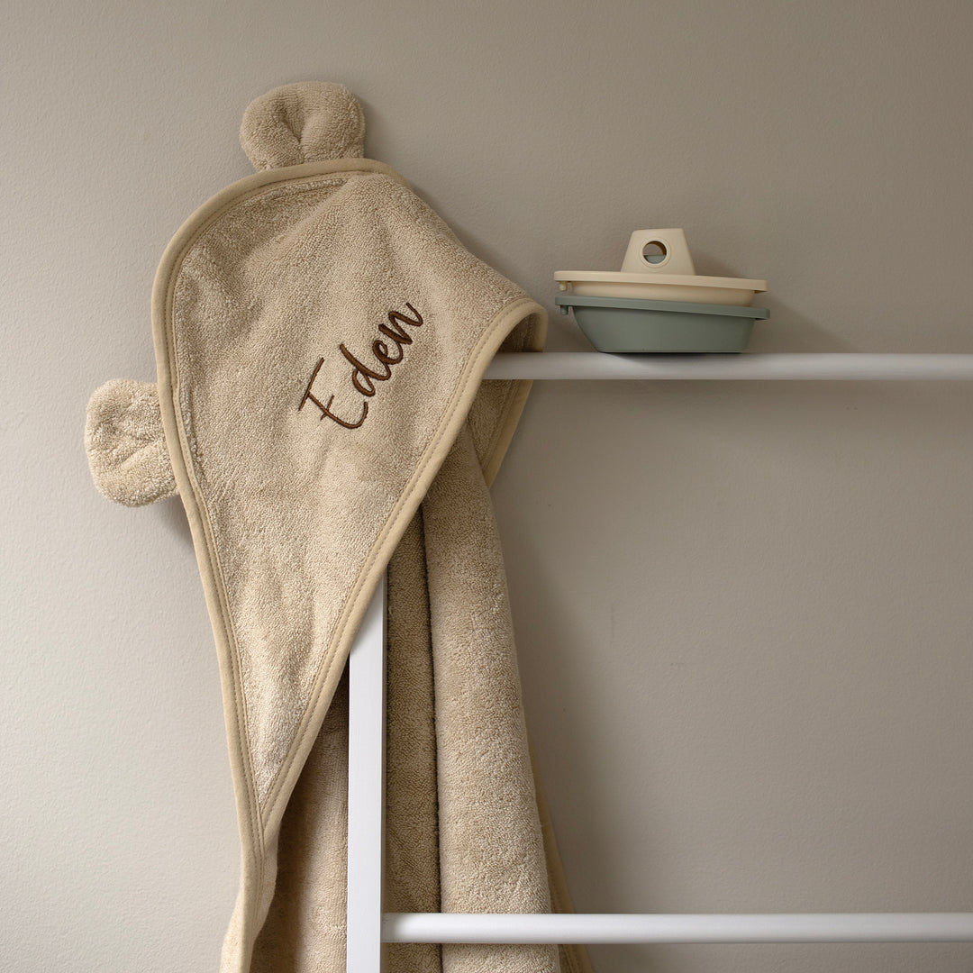 Mabel & Fox - Personalised Hooded Towel - Natural Beige - Mabel & Fox