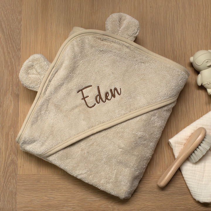 Mabel & Fox - Personalised Hooded Towel - Natural Beige - Mabel & Fox