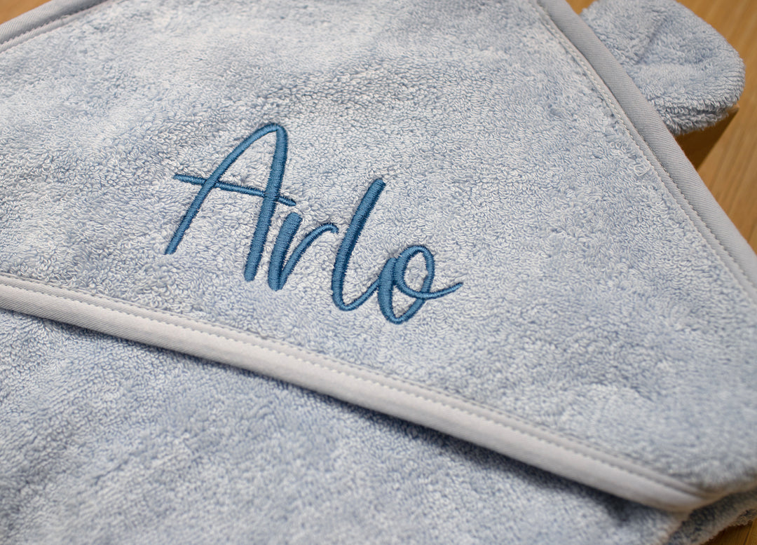 Mabel & Fox - Personalised Hooded Towel - Powder Blue - Mabel & Fox