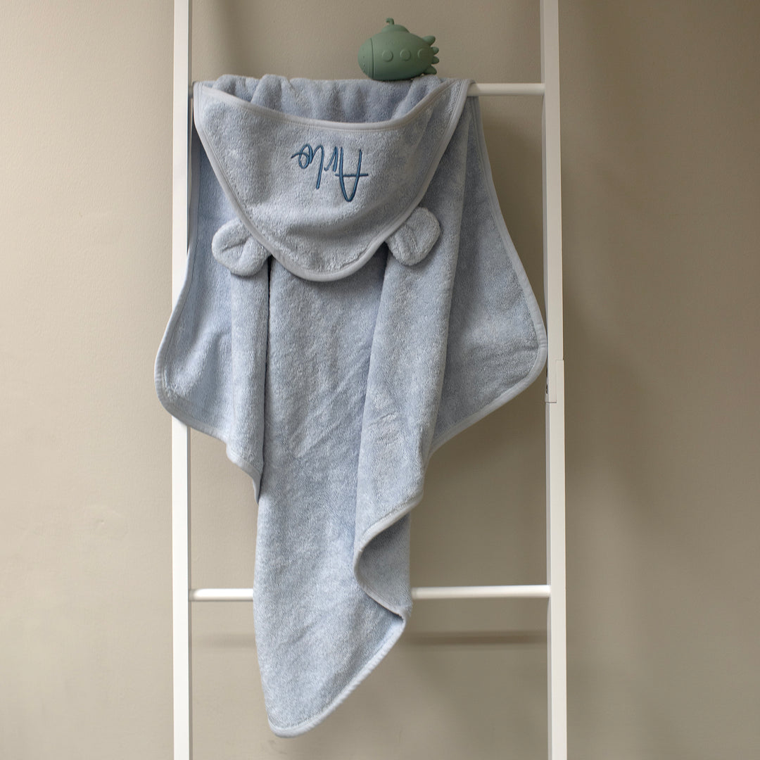 Mabel & Fox - Personalised Hooded Towel - Powder Blue - Mabel & Fox
