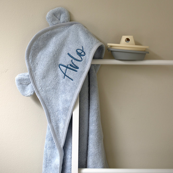 Mabel & Fox - Personalised Hooded Towel - Powder Blue - Mabel & Fox