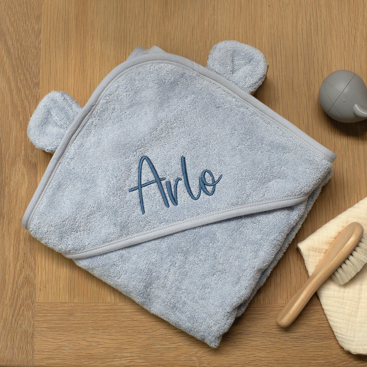 Mabel & Fox - Personalised Hooded Towel - Powder Blue - Mabel & Fox