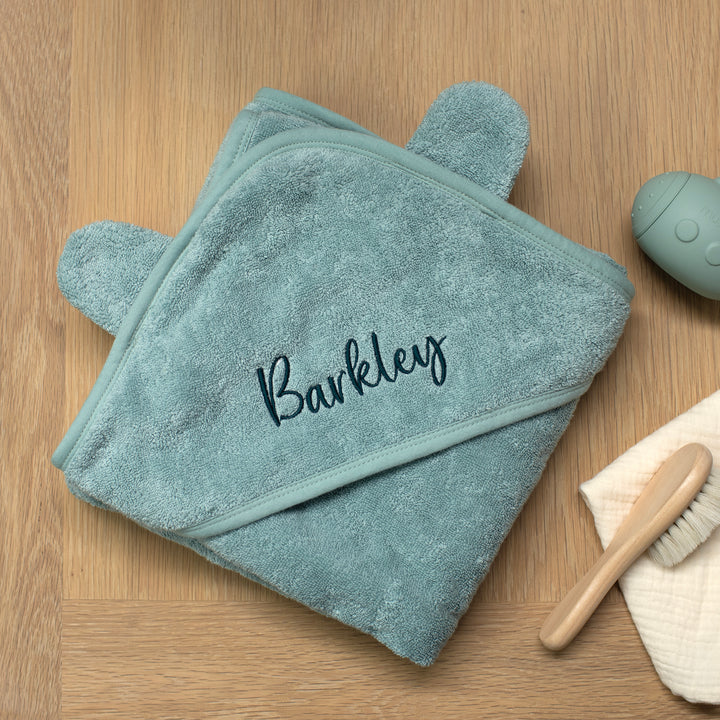Mabel & Fox - Personalised Hooded Towel - Sea Green - Mabel & Fox