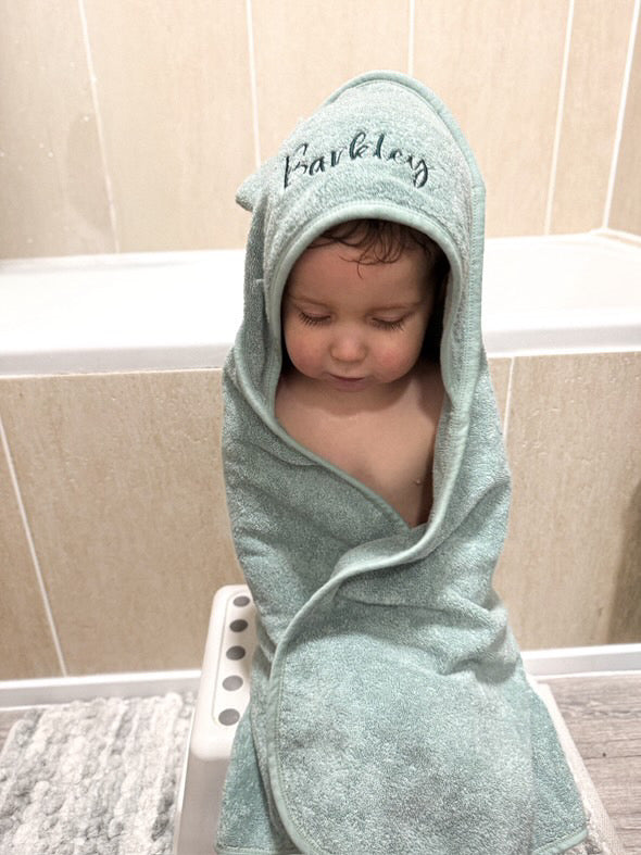Mabel & Fox - Personalised Hooded Towel - Sea Green - Mabel & Fox