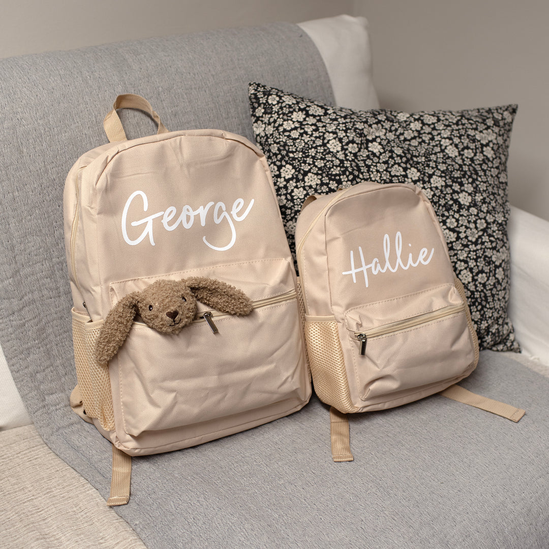 Mabel & Fox - Personalised Kids Large Backpack - Cream - Mabel & Fox