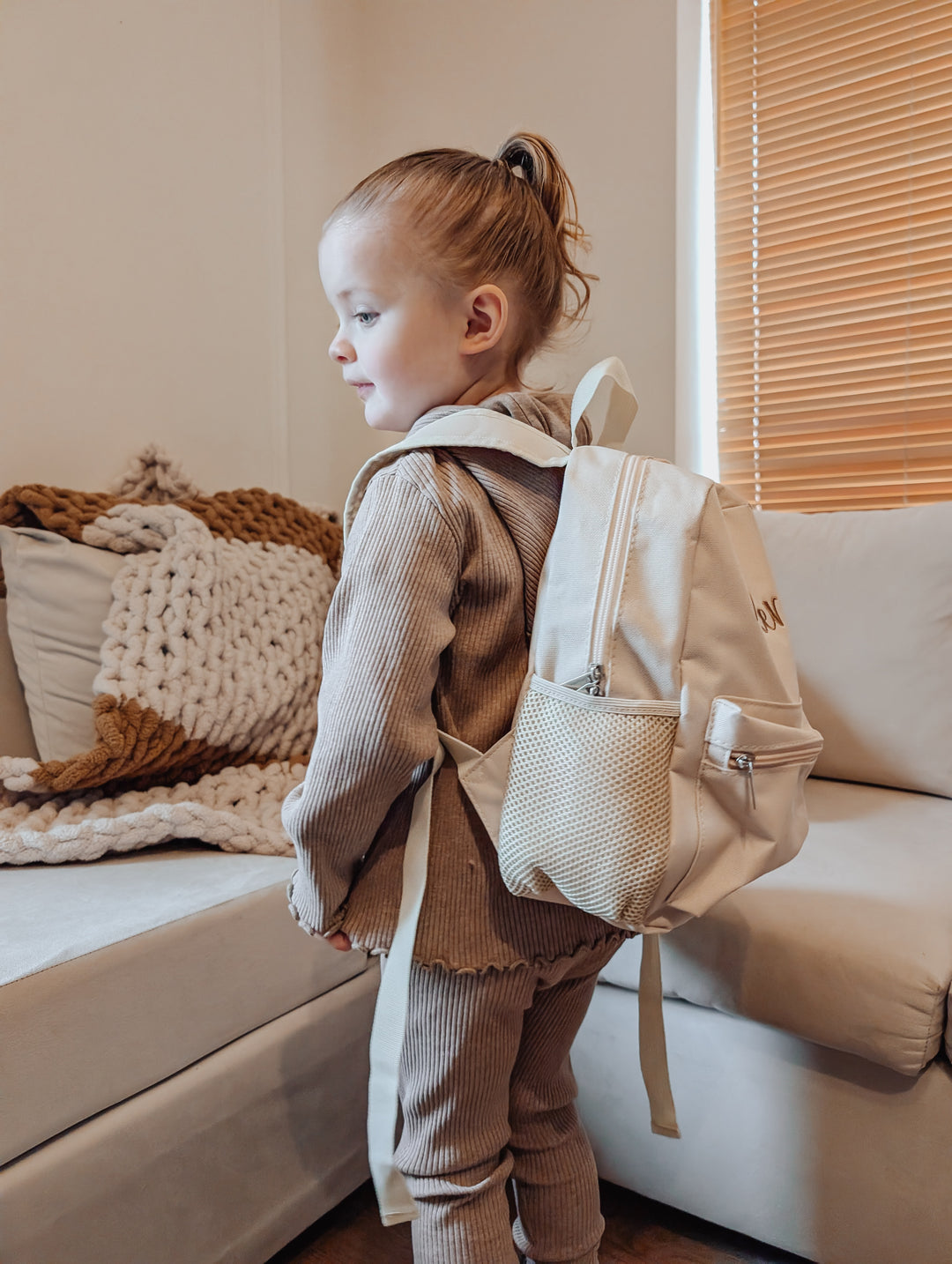 Mabel & Fox - Personalised Kids Mini Backpack - Cream - Mabel & Fox
