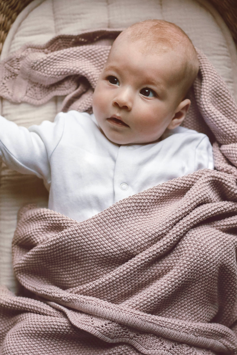 Mabel & Fox - Personalised Knitted Baby Blanket - Dusty Lilac - Mabel & Fox