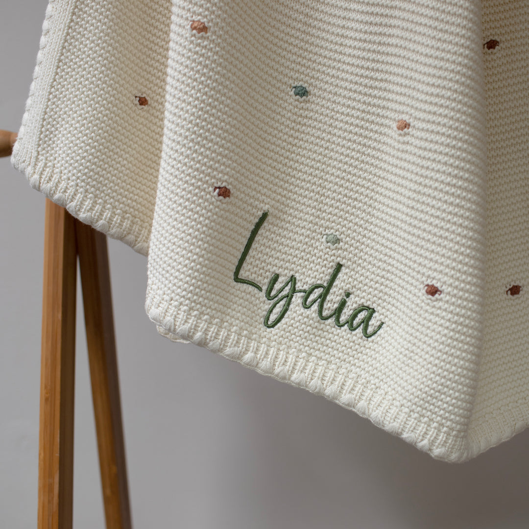 Mabel & Fox - Personalised Knitted Baby Blanket - Multi-Colour Bobble - Mabel & Fox