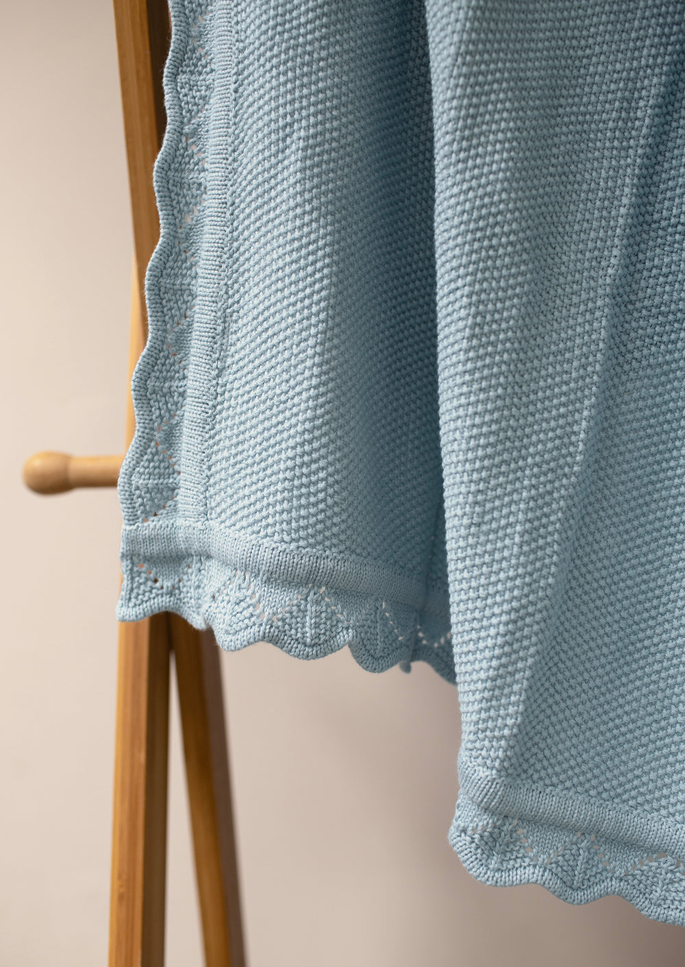 Mabel & Fox - Personalised Knitted Baby Blanket - Sky Blue - Mabel & Fox