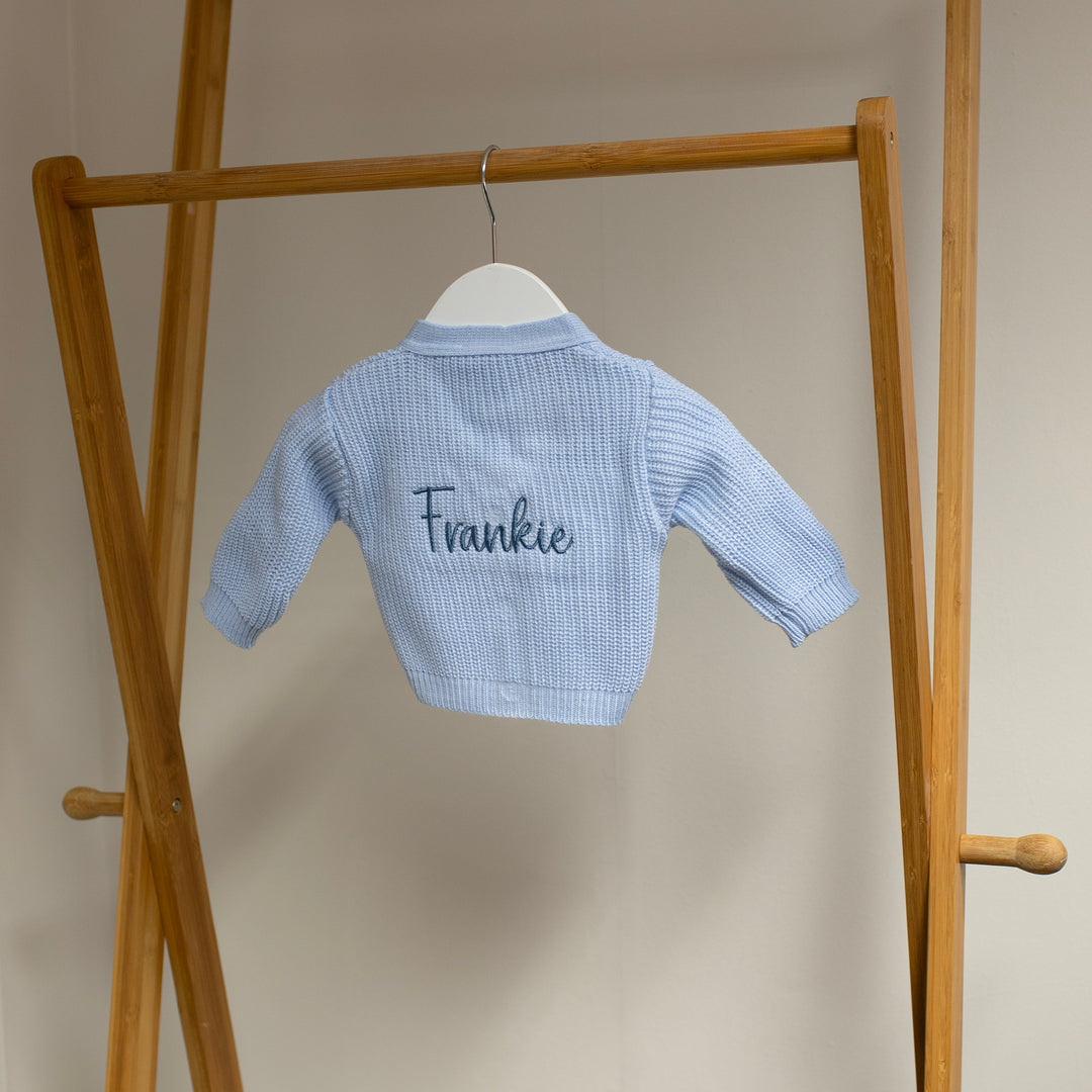 Mabel & Fox - Personalised Knitted Cardigan - Blue - Mabel & Fox