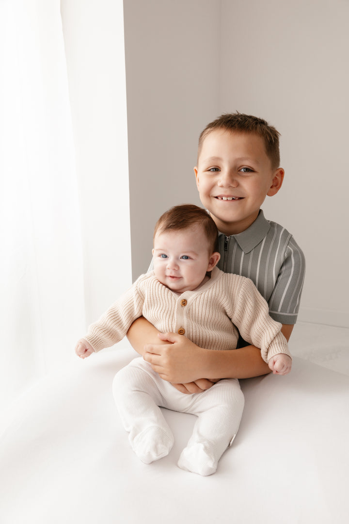 Mabel & Fox - Personalised Knitted Cardigan - Taupe - Mabel & Fox