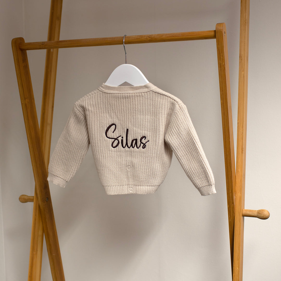 Mabel & Fox - Personalised Knitted Cardigan - Taupe - Mabel & Fox