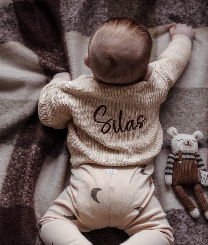 Mabel & Fox - Personalised Knitted Cardigan - Taupe - Mabel & Fox