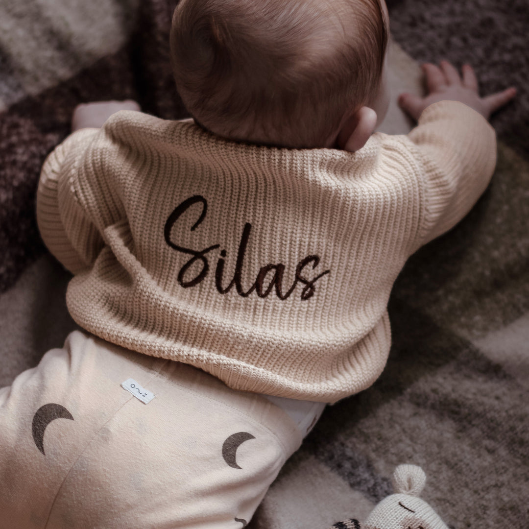 Mabel & Fox - Personalised Knitted Cardigan - Taupe - Mabel & Fox